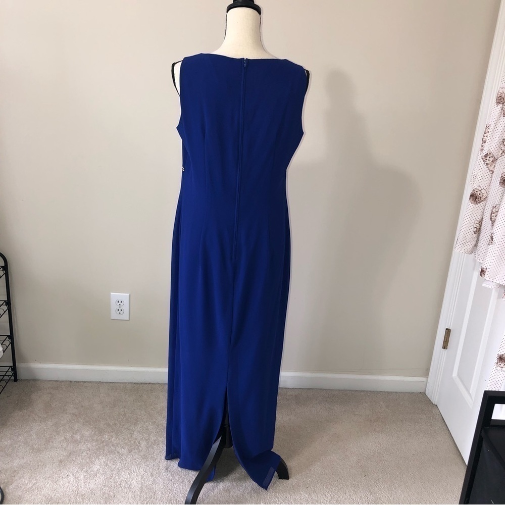After Dark Evening Gown Blue Rhinestones Formal Prom Sleeveless - Picture 9 of 12